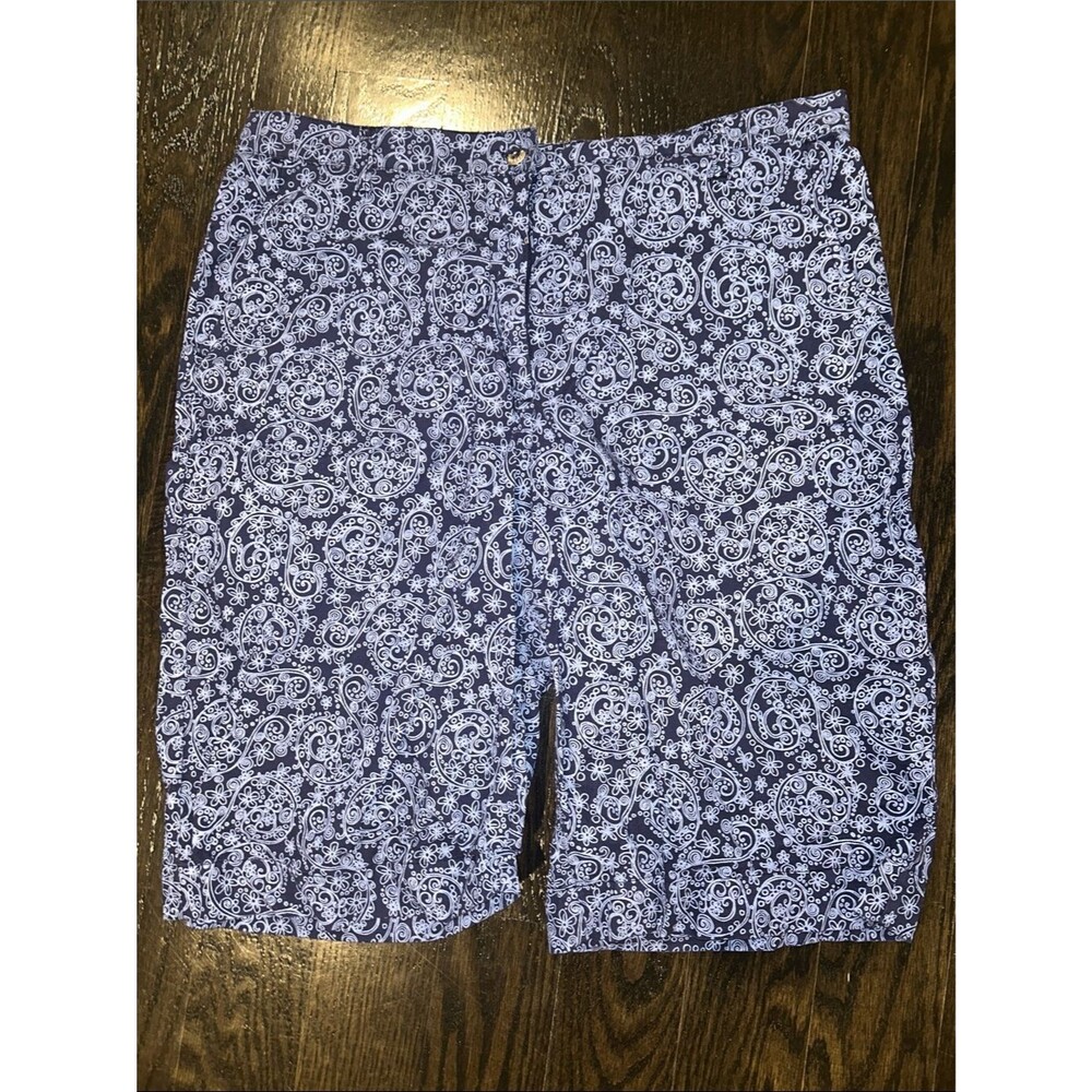 Fresh produce Men's Blue Paisley Print Flat Front Shorts Large 100% Cotton